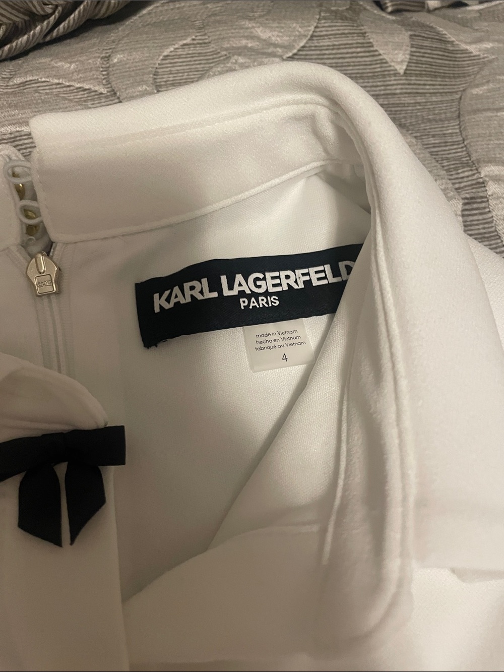 Karl Lagerfeld Black and White Bow Dress Size 4 Worn Once - Picture 3 of 12